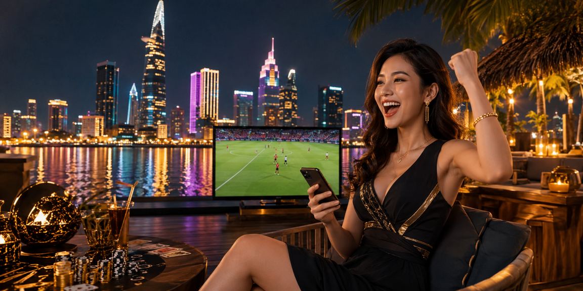 Không gian chơi bài neon tại TP.HCM với ánh sáng tím rực rỡ và bảo mật dữ liệu trực tuyến